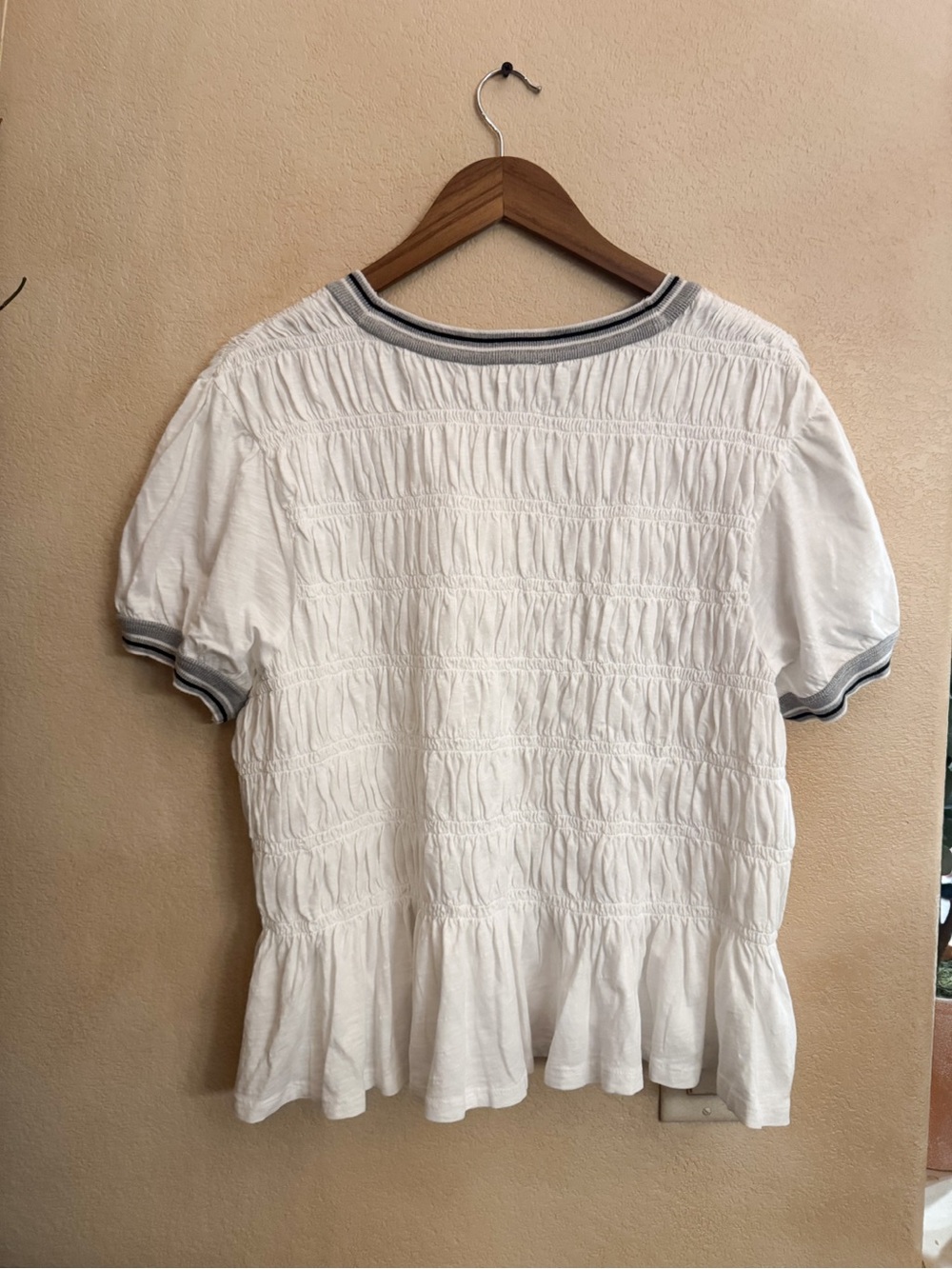 Pilcro 100% Cotton Smocked Peplum Tee - Picture 3 of 9